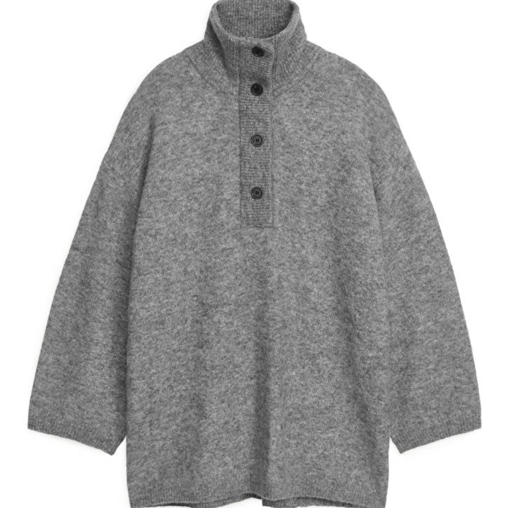 Arket Long Alpaca Blend Jumper in Grey | Size L | NWOT